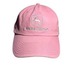 John Deere Pink Baseball Cap Adjustable Gray Embroidered Logo Cotton Hat